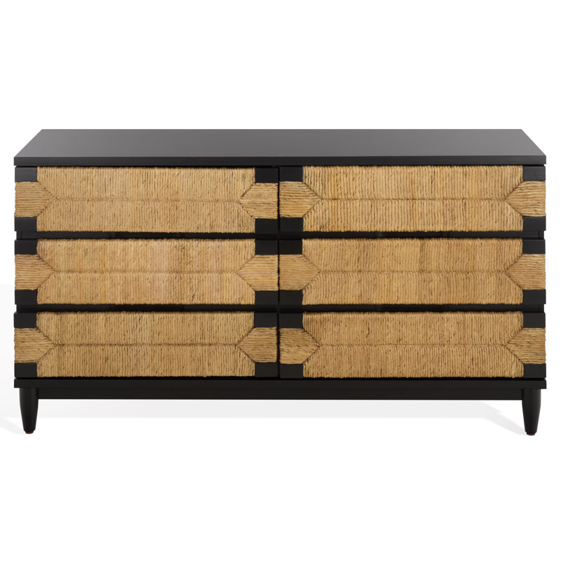Commode 6 tiroirs Roseanna, Noir / Naturel