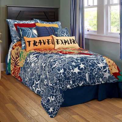 Travel And Explore Tailored Bed Skirt