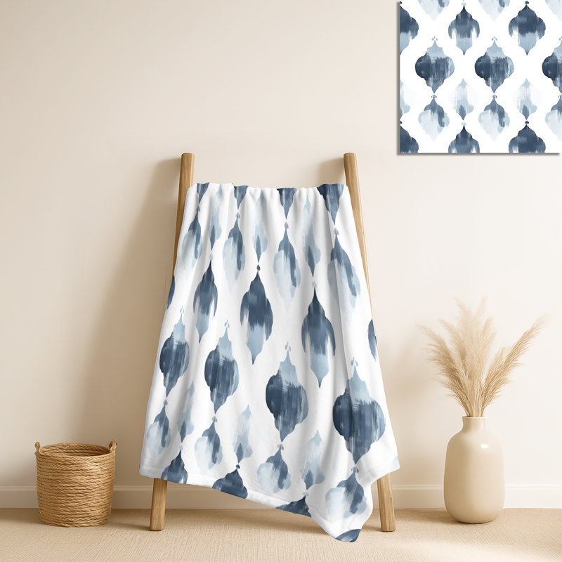 Ikat II gris et blanc - couverture chaude contemporaine, jeté douillet minimaliste