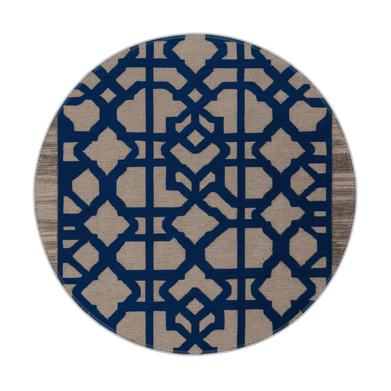 Tapis gris intérieur et extérieur Trellis, Rond 5 pi