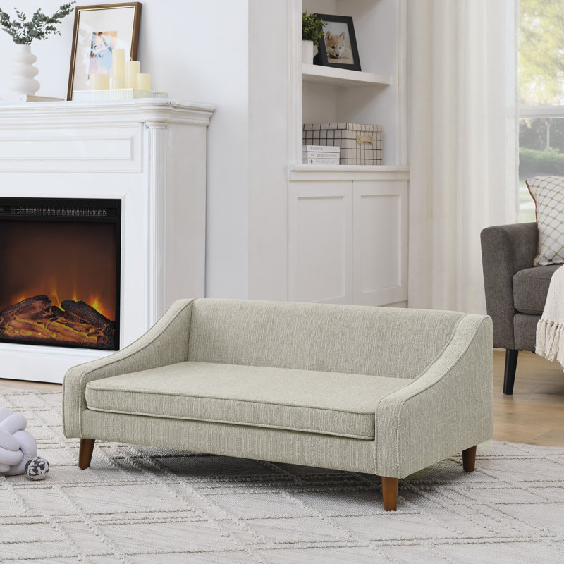 Lit rectangulaire pour chien, canapé-lit pour chien, H 16 po x l 38 po x P 22 po, Beige