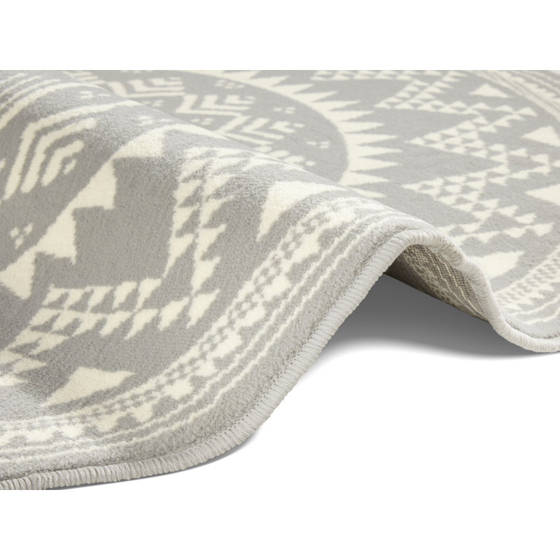 Celebration Valencia Flatweave Grey Rug, Round 140cm
