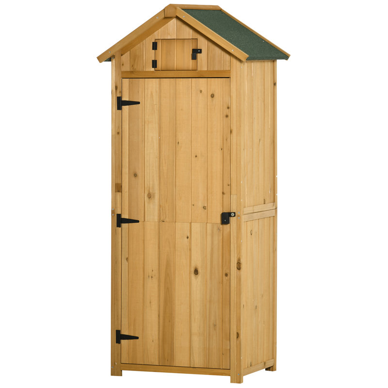 2.5 ft. W x 1.8 ft. D Solid Wood Tongue & Groove Steep Slope Tool Shed, Yellow/Green