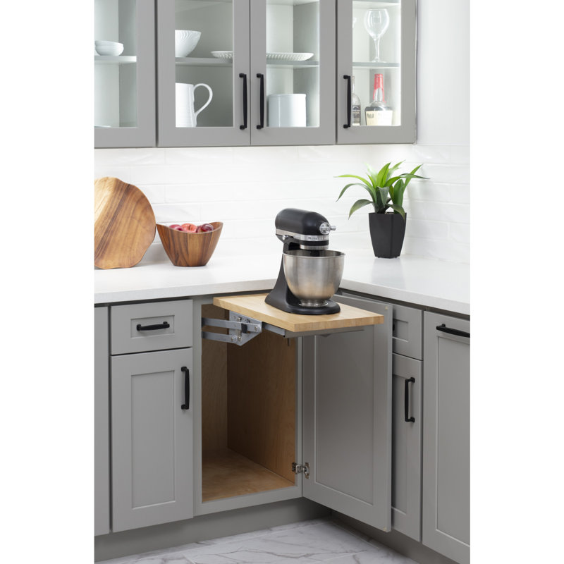 Soft-Close Appliance Lift with Shelf for Opening, 23.94" H x 16" W x 20.5" D