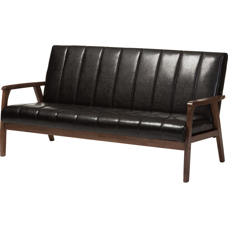 Gatsas 3 Seater Faux Leather Sofa, Black