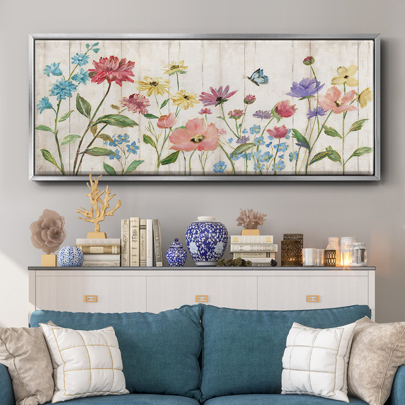 Fleurs sauvages sur toile encadrée, H 12 po x l 30 po