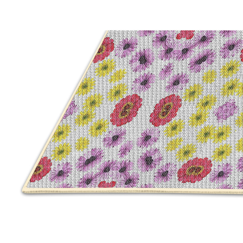 Tapis mauve/jaune à tisser électrique, Rectangle 7 pi x 9 pi