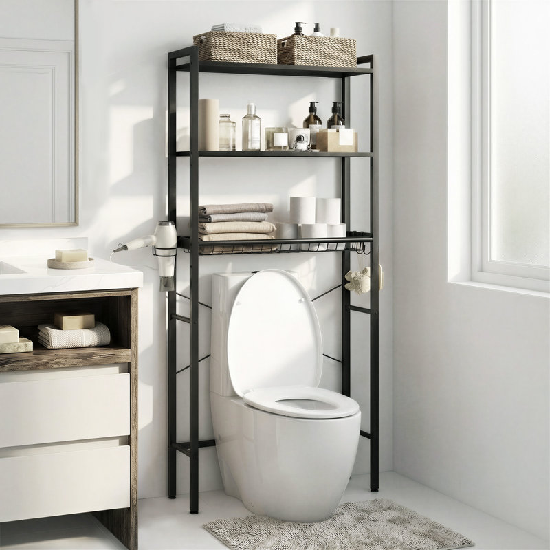 Rangement au-dessus de la toilette, H 63 po x l 23,6 po x P 9,4 po, Noir, 2