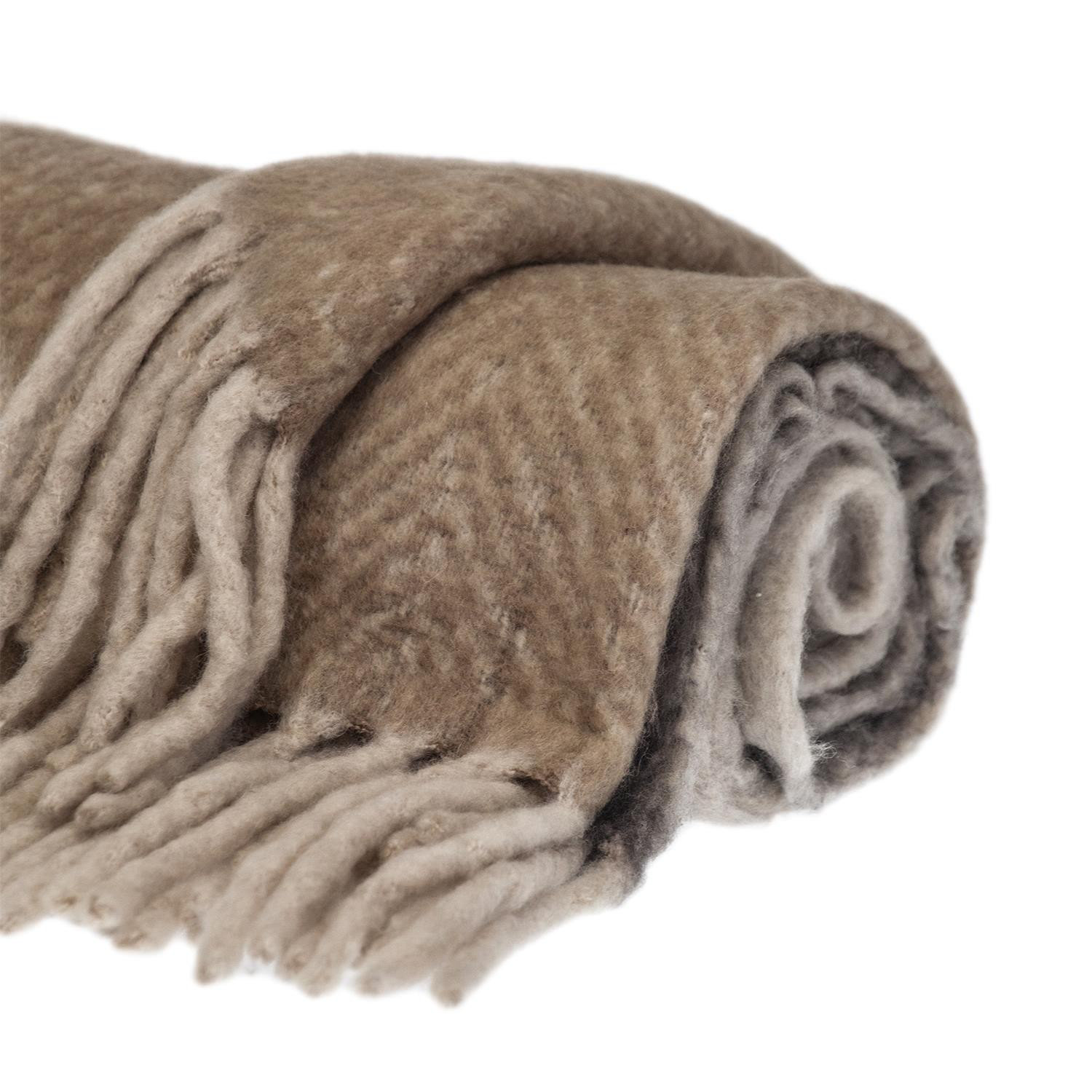 Ixia Knit Wool Blend Throw Blanket, Brown