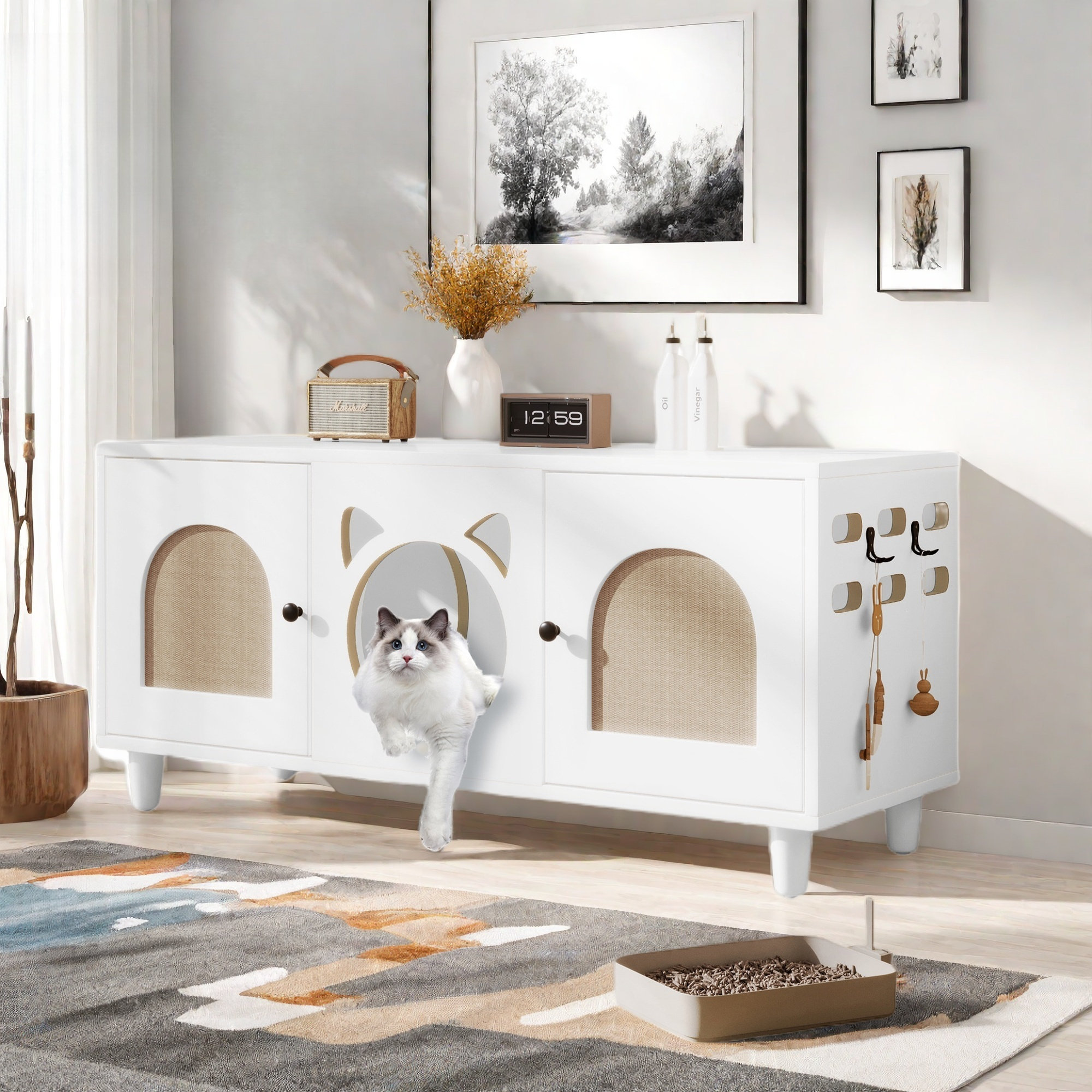 Tucker Murphy Pet™ Cat Litter Box With Sisal Scratching Doors, Cat ...