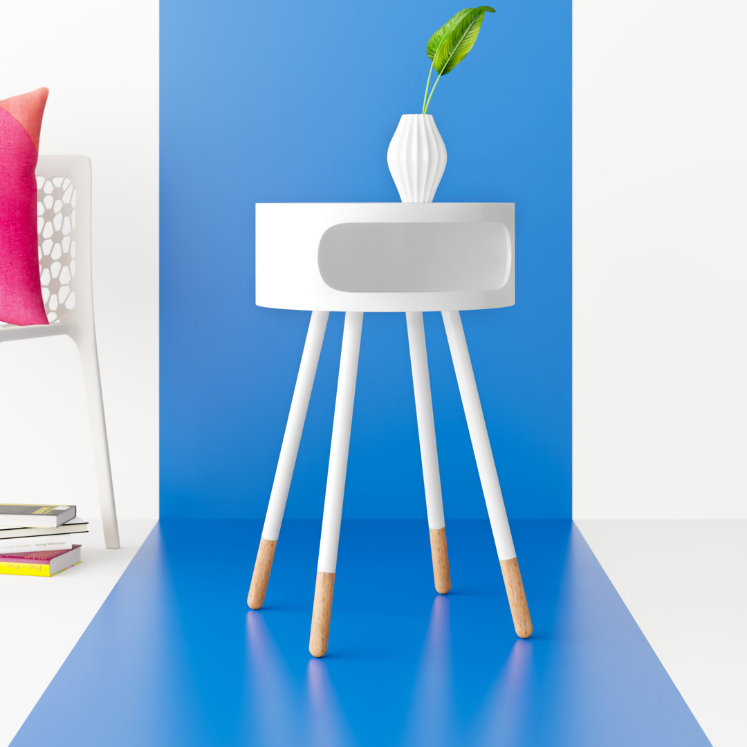 Navarro Transitional 16"Dia Round End Table with Storage Hashtag Home 