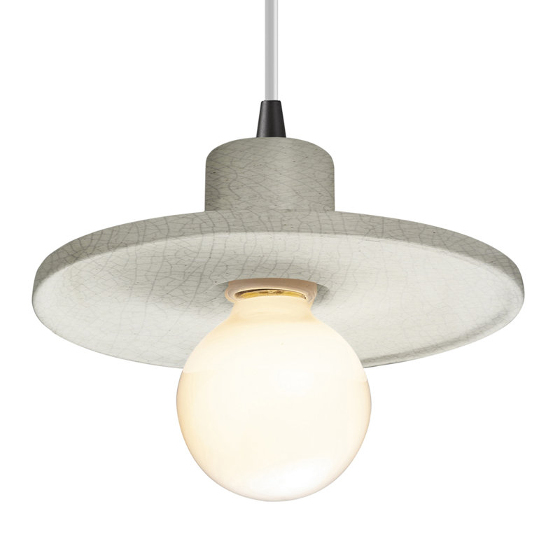 Luminaire suspendu simple Leni, Blanc craquelé, Noir mat