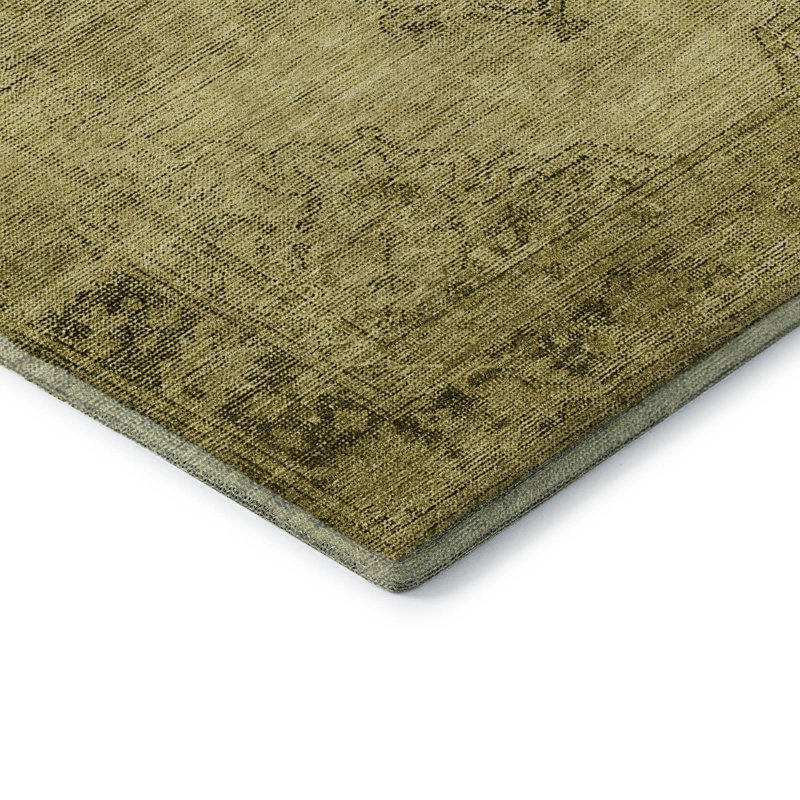 Premium Machine Washable Kiyondrea Gold Rug, Rectangle 2'6" x 3'10"