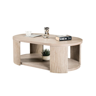 Table basse ovale de style moderne avec roulettes en bois d'hévéa