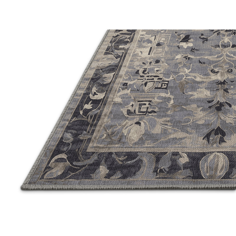 Tapis gris lavable à la machine, Rectangulaire 3 pi x 5 pi