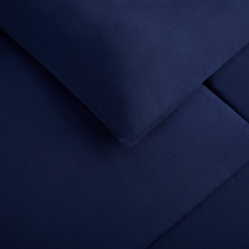 Microfiber 3 Piece Comforter Set, King Comforter + 2 Shams, Navy