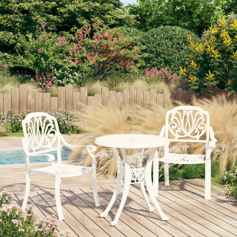 Medan Round 2 - Person Aluminum Bistro Set, White