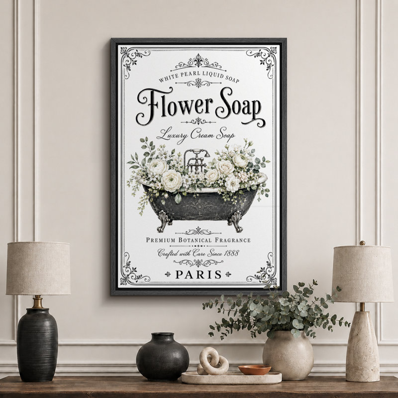 «Paris Flower Soap Botanical Bathaign», impression sur toile encadrée, impression sur toile, 24" H x 16" W x 1.5" D