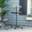 Meuble de jeu pour oiseaux, perchoir à perroquet portable, station d'alimentation d'oiseaux, avec quatre roues, bols en acier inoxydable, plateau rond, gris