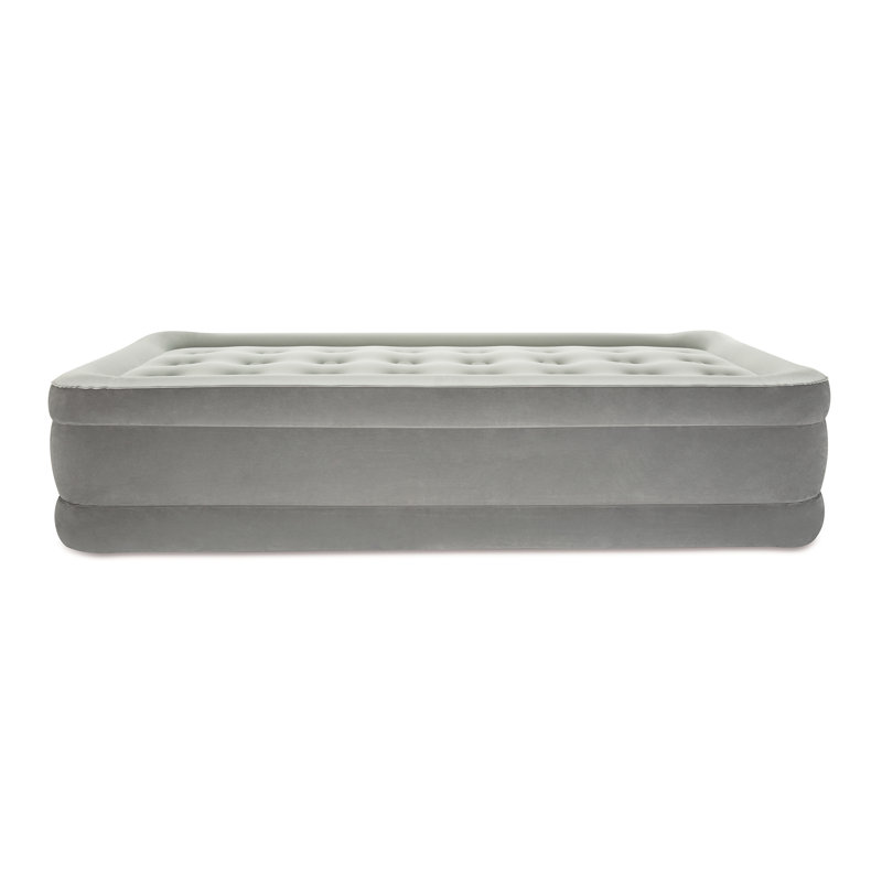 Queen 18'' Gray PVC Air Mattress with Built-in Electric Pump