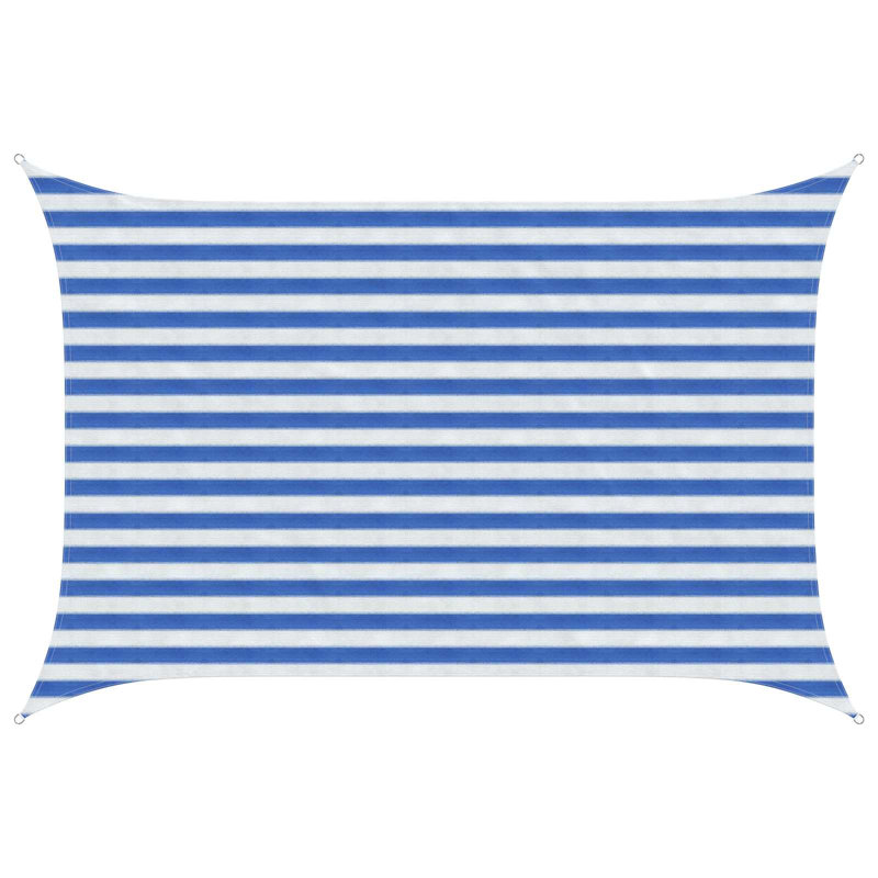 Vidaxl Sunshade Sail Canopy Screen Balcony Awning Canopy HDPE Rectangular, Blue/White, 2m W x 3.5m L