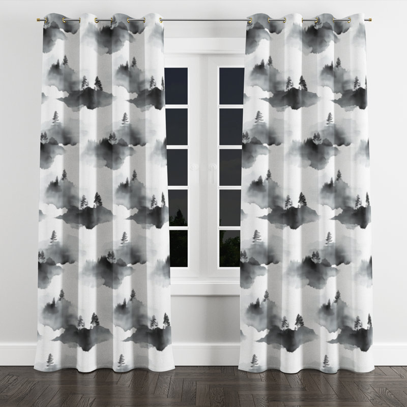 Modern Curtain panels - Black Azima Grommet Curtain - 1 Panel, Gold Grommets, 52" W x 84" L