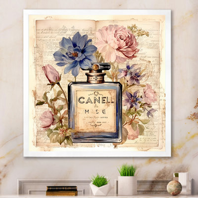 " Vintage Perfume Bottle With Blossoming Flowers "