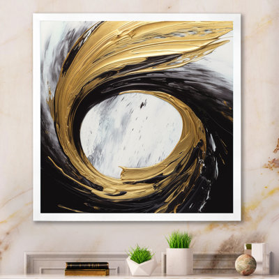Waves Of Midnight Passion, abstrait noir et or - peinture abstraite sur toile
