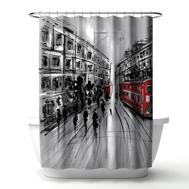 Shower Curtain CI8 – Polyester Shower Curtain, Dye Sublimation Print, 71" W × 74" L