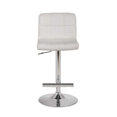 Swivel Upholstered Faux Leather Adjustable Height Bar Stool