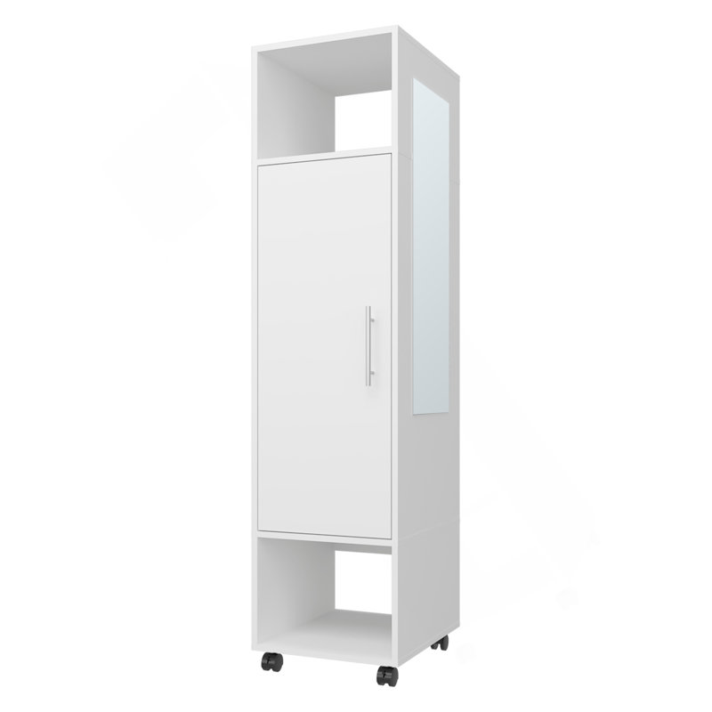 Armoire Summit en mélamine avec miroir, porte et rangement ouvert