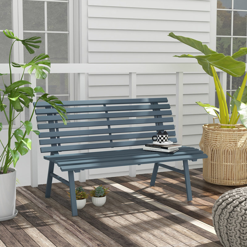 Banc de jardin 48,5 ", banc de patio extérieur, Bleu
