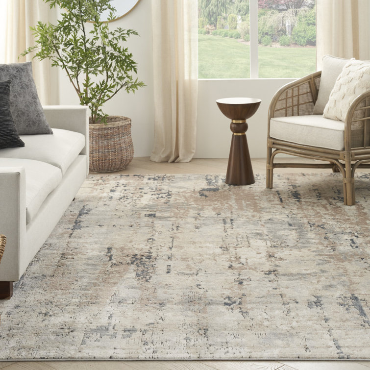 Addie Abstract Machine Made Power Loom Polyester/Polypropylene Area Rug in Beige/Grey