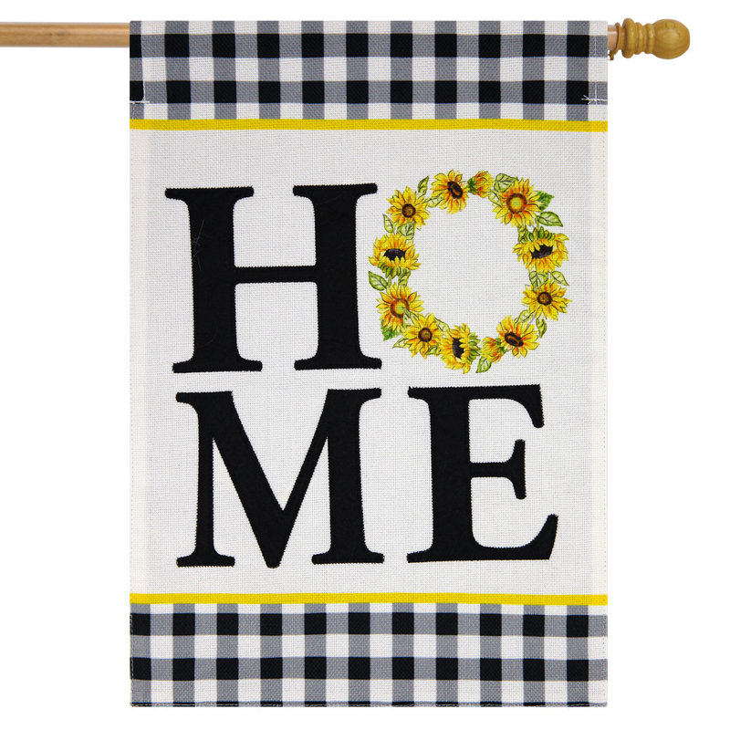 Sunflower Wreath Burlap House Flag