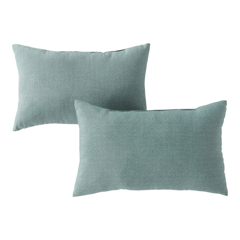 Coussin lombaire à rayures intérieur/extérieur Henrich, Verre de mer, Ensemble de 2