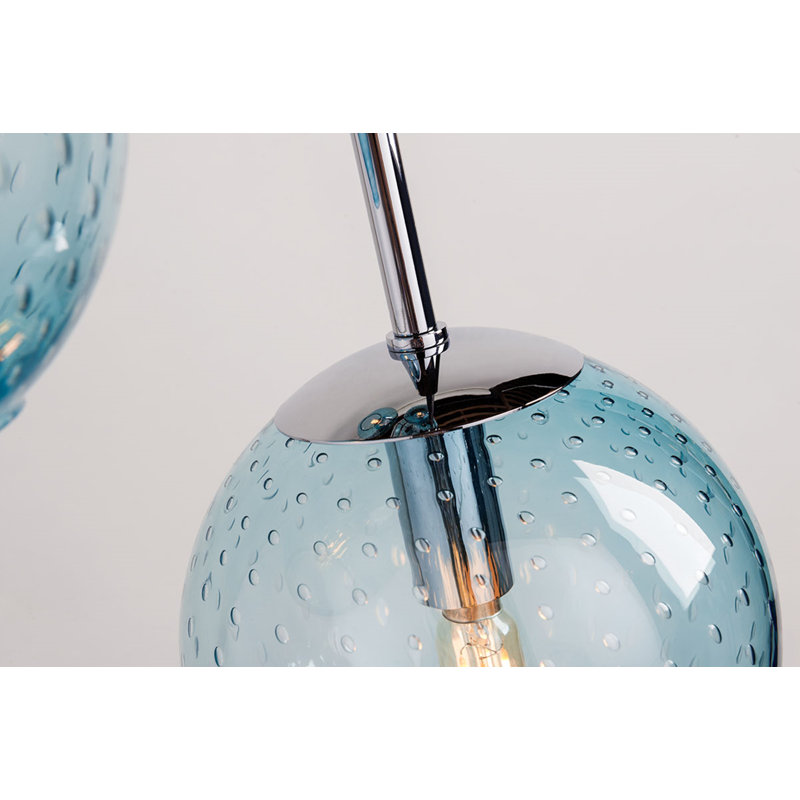 Rousseau 3 Light Chandelier, Aged Brass, Blue
