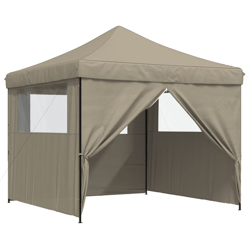 Tissu Oxford taupe vidaXL Party Tent avec revêtement en PVC, acier thermolaqué, H 124 po x l 115 po x P 115 po, Noir, Taupe