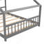 Lit double en bois, gris