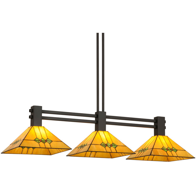 Luminaire suspendu linéaire pour table de billard 3 lumières Greenbriar Oak