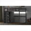Lit mezzanine pleine grandeur, solution pour chambre de petit espace, lit mezzanine gris ardoise en bois massif avec garde-robe intégré, tablettes de rangement et lumière DEL