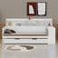 Lit de jour avec tablettes de rangement, lit gigogne et bureau d'étude intégré-307365082