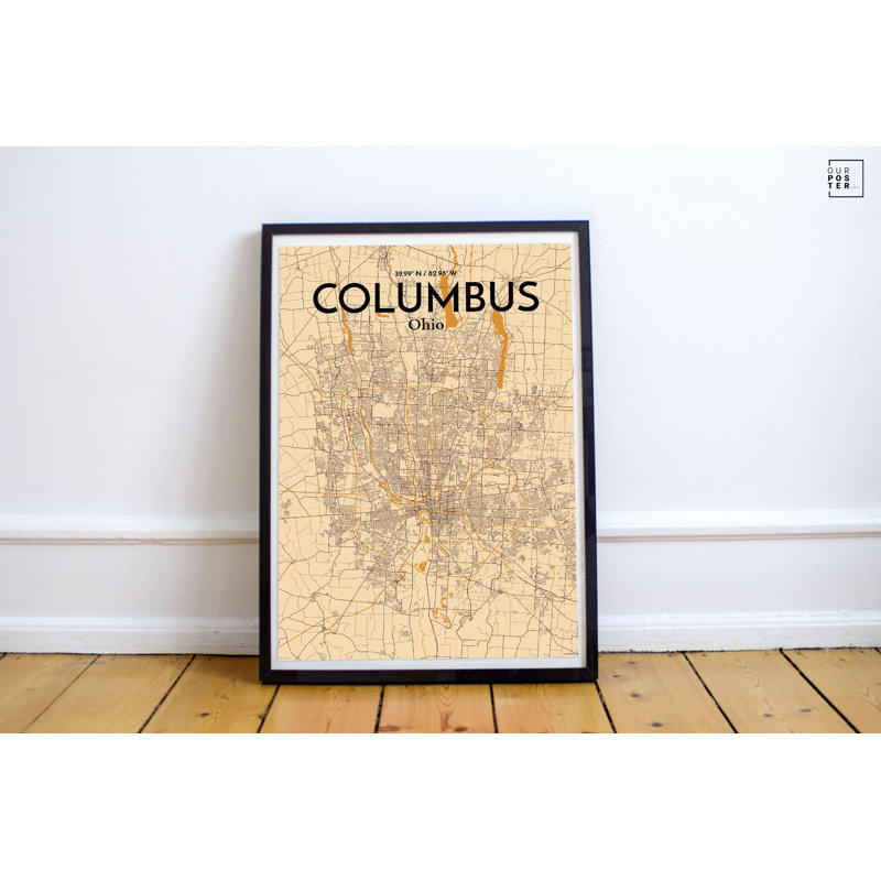 Columbus City Map - No Frame Print, 50.8cm H x 40.6cm W x 0.13cm D