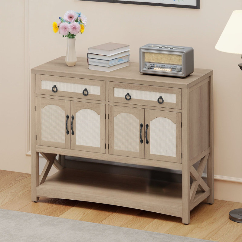 47" Boho Shoe Cabinet With Adjustable Shelves