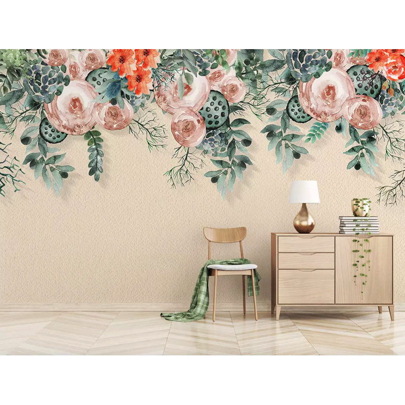 Murale fleur de vigne rétro nostalgique, L 4,08 pi x l 6,25 pi