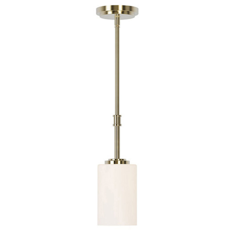 Luminaire suspendu 1 lumière 5 po Wexton, Blanc opale, Plaqué or