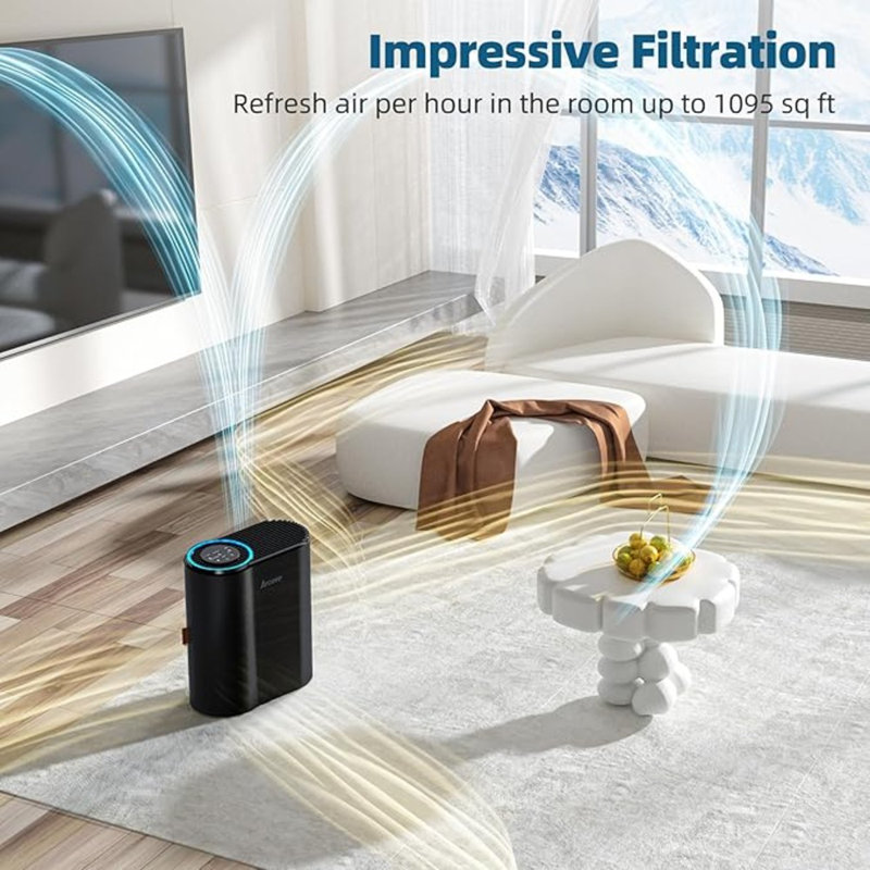 Black HEPA Air Purifier for Large Rooms with Auto Function