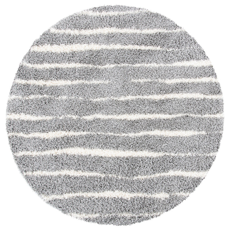 Tapis gris/ivoire, Rond 6 pi 7 po