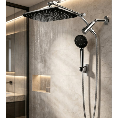 Pommeau de douche haute pression de 30 cm avec douchette