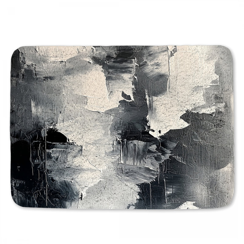 Tapis de bain monochrome à motifs abstraits pour salle de bain, L 24 po x l 17 po