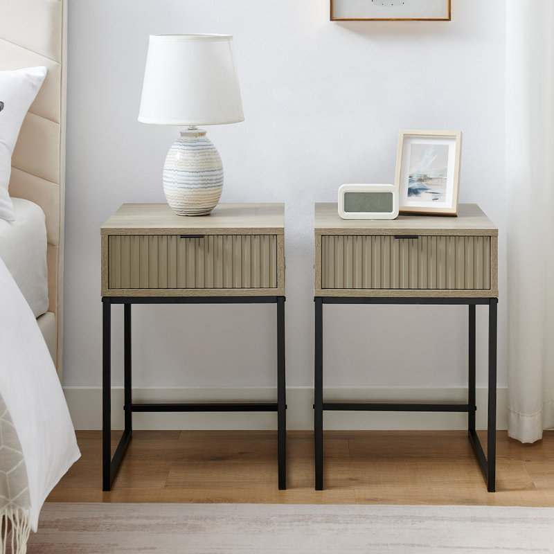 40cm W Metal Bedside Table